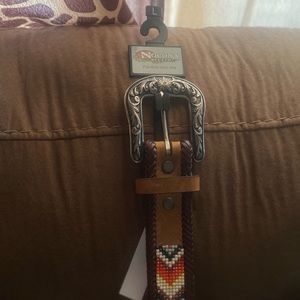 Nocona Women's Aztec Beads laced Southwestern
Leather Belt